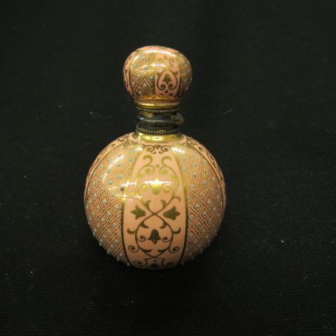 Appraisal: Coalport English Porcelain Perfume Bottle Persian blue jewels on peach