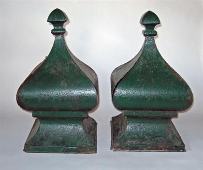 Appraisal: Two-green -painted tin architectual elements th century H W D