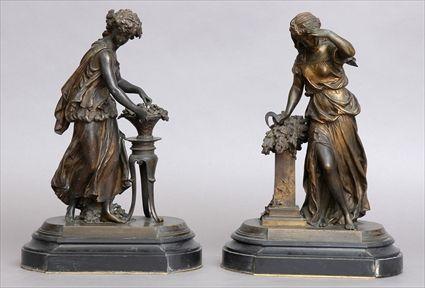 Appraisal: MATHIN MOREAU SUMMER AND FALL A pair of bronzes each