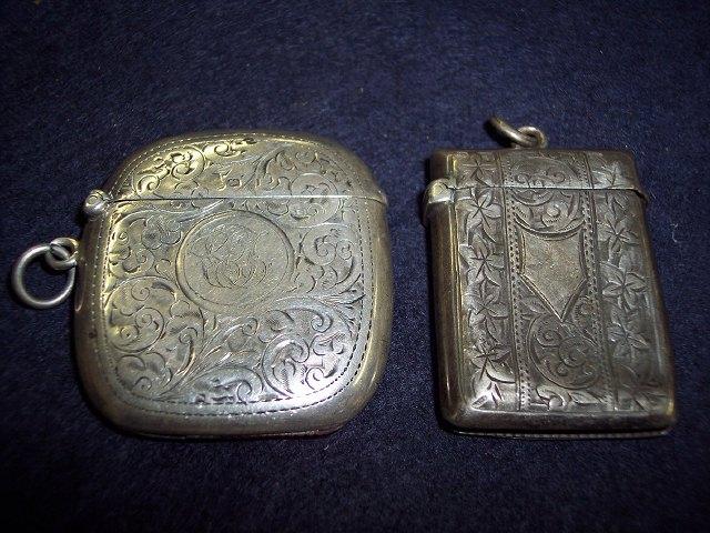 Appraisal: Two engraved vesta cases both Birmingham and