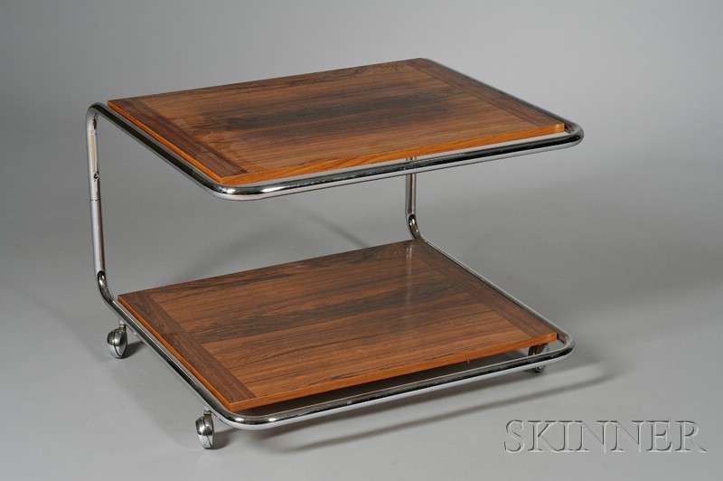 Appraisal: Low Table Rosewood and tubular metal Probably Denmark mid th