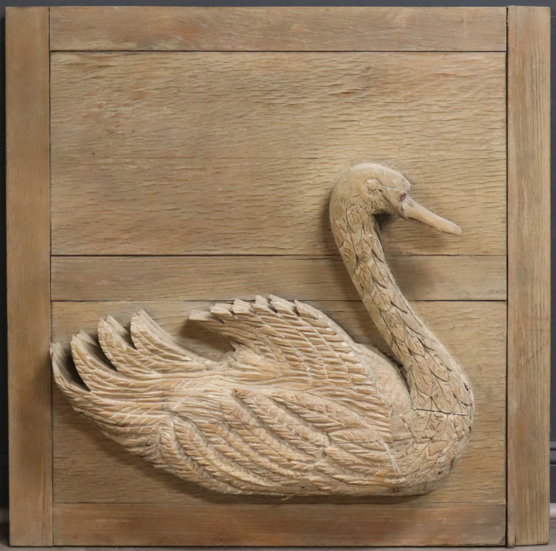 Appraisal: HIGH RELIEF CARVED SWAN WALL PANEL From a Greenwich CT