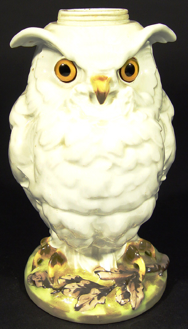 Appraisal: Large Victorian china owl lamp base with glass eyes and