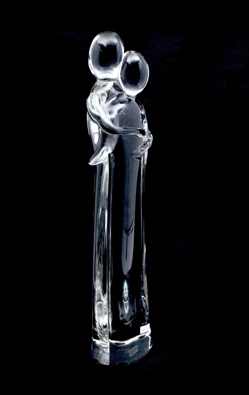 Appraisal: EROS RAFFAEL ITALIAN GLASS LOVERS SCULPTURE Molded clear glass sculpture