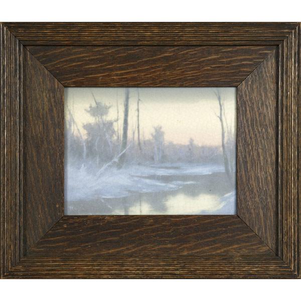 Appraisal: ROOKWOOD Scenic Vellum plaque painted by Fred Rothenbusch with a