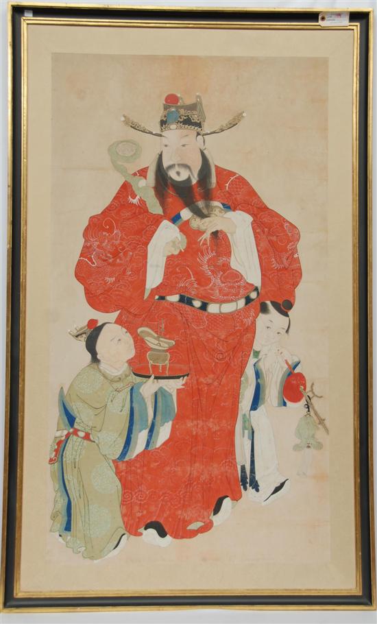 Appraisal: ANCESTORAL PORTRAIT Antique chinese depicting a dignitary in a red