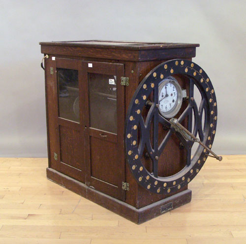 Appraisal: International Time Recording punch type clock with oak case h