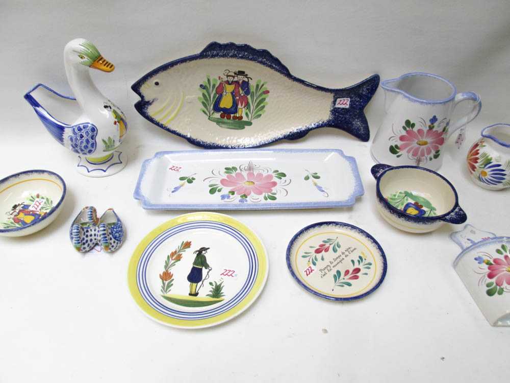 Appraisal: COLLECTION OF QUIMPER POTTERY TABLEWARE thirty-eight pieces including assorted patterns