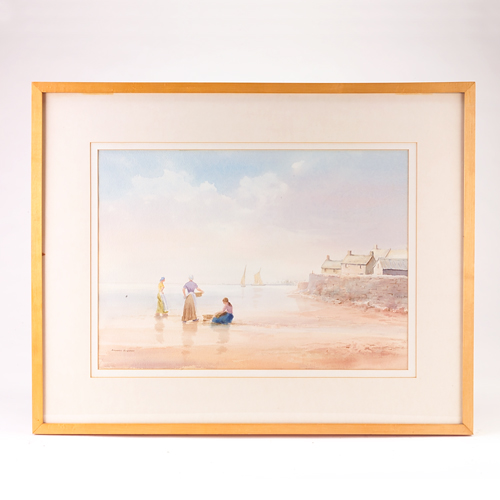 Appraisal: Edward Emerson British early th c Fisherfolk watercolor on paper