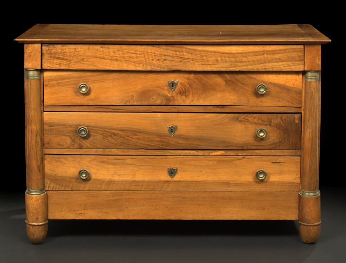 Appraisal: Empire-Style Fruitwood Commode early th century the banded rectangular top