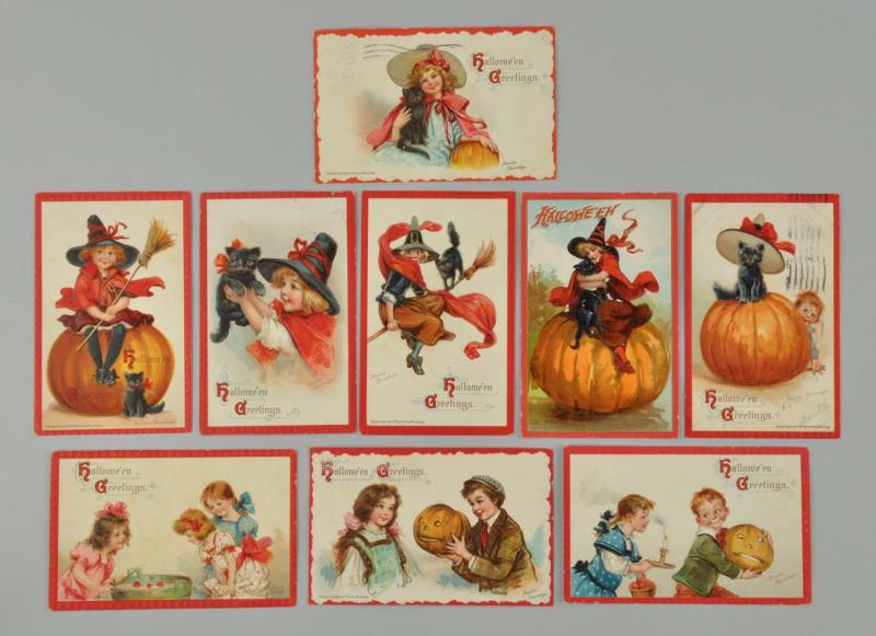 Appraisal: Lot Of Brundage Halloween Postcards This lot of nine Frances