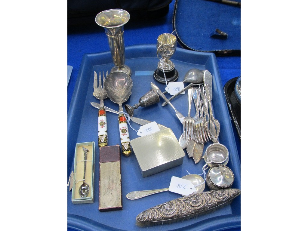 Appraisal: Tray lot of EP and silver - trophy cup vase