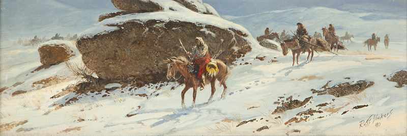 Appraisal: 'Winter Come to the High Country'' Native American riders in