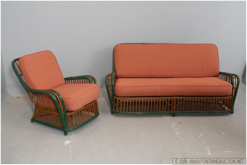 Appraisal: HEYWARD WAKEFIELD SPLIT REED SOFA CHAIR Listed dimensions apply to