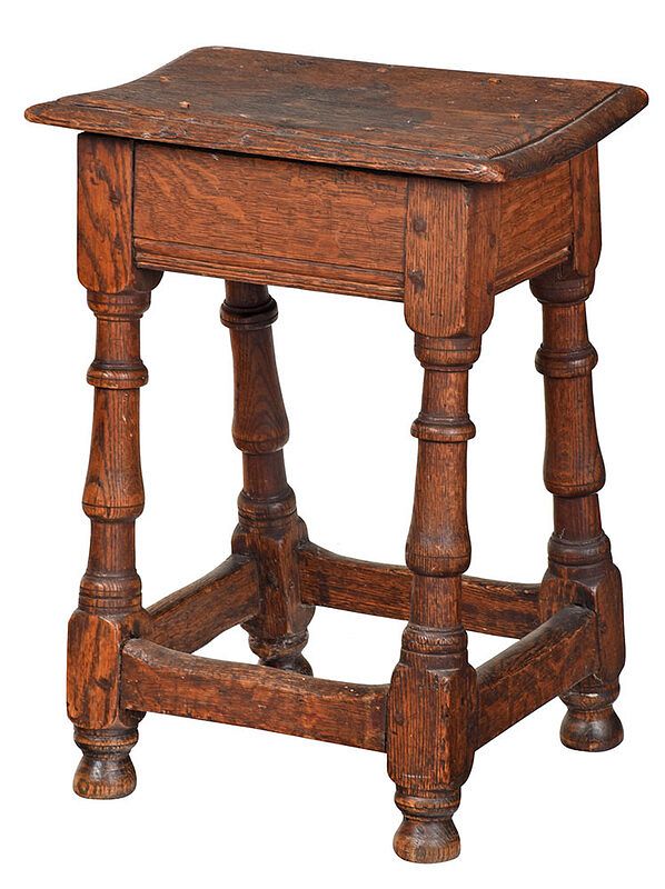 Appraisal: Pilgrim Century Turned and Joined Oak Stool probably New England