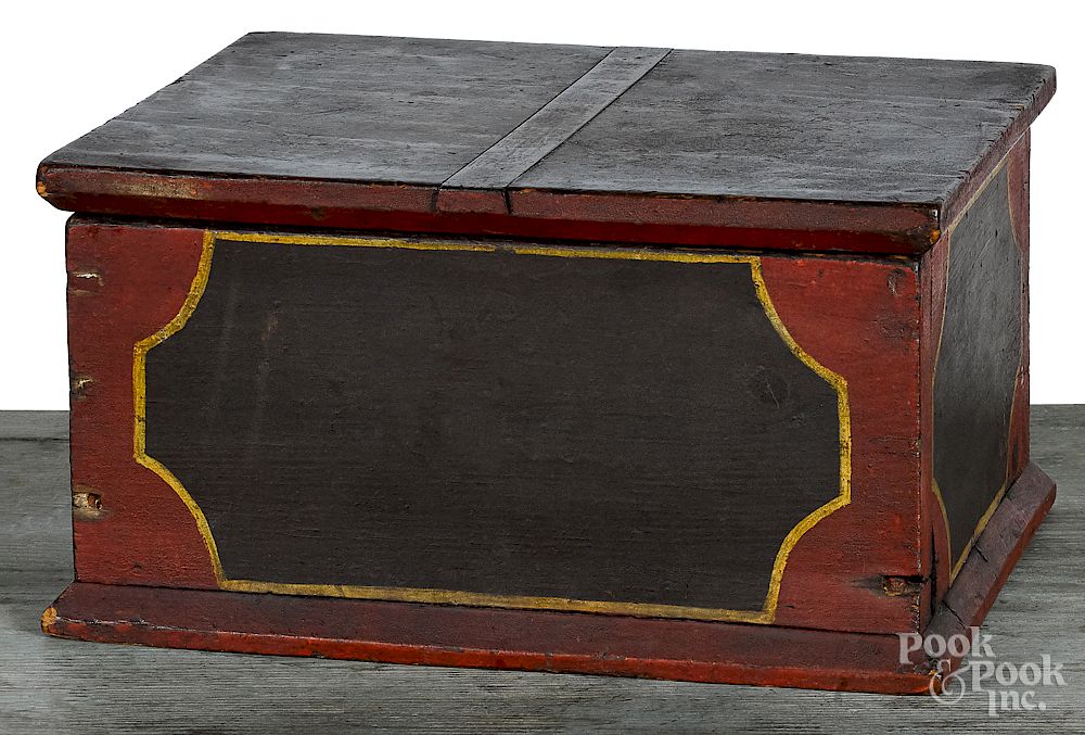 Appraisal: New England painted pine document box th c New England