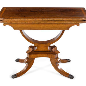 Appraisal: A Regency Satinwood Inlaid Rosewood Flip-Top Table Circa Height x