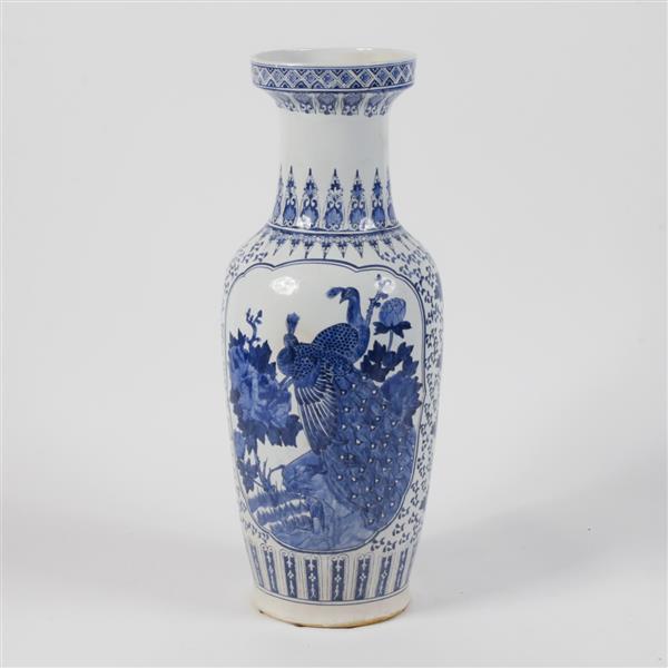 Appraisal: Large Chinese blue and white porcelain floor vase depicting a