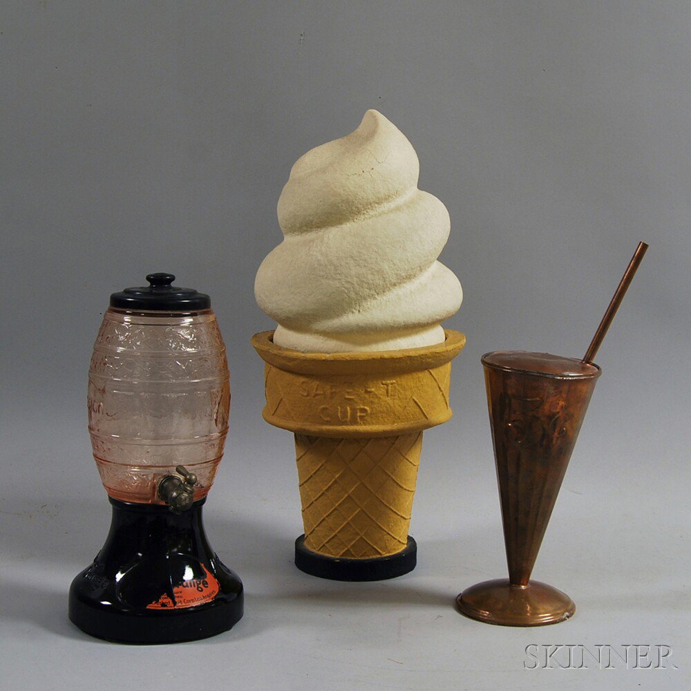 Appraisal: Three Display Items a large papier-mache soft serve ice cream