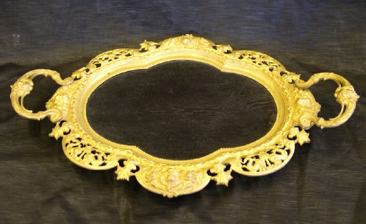 Appraisal: Napoleon III Gilt-Lacquered Brass Lobed Ovoid Two-Handled Tray third quarter