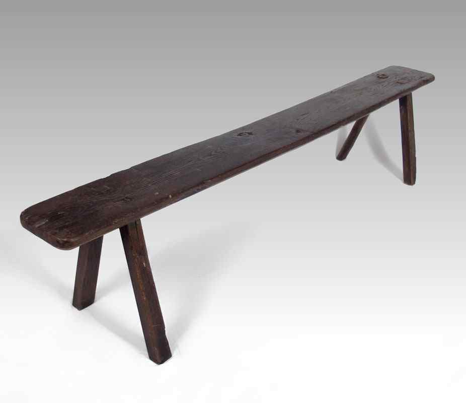 Appraisal: ANTIQUE ENGLISH LONG BENCH Splay legs support the single board