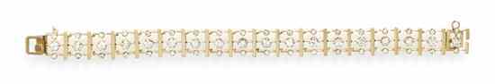 Appraisal: A Karat Yellow Gold and Diamond Bracelet in an open