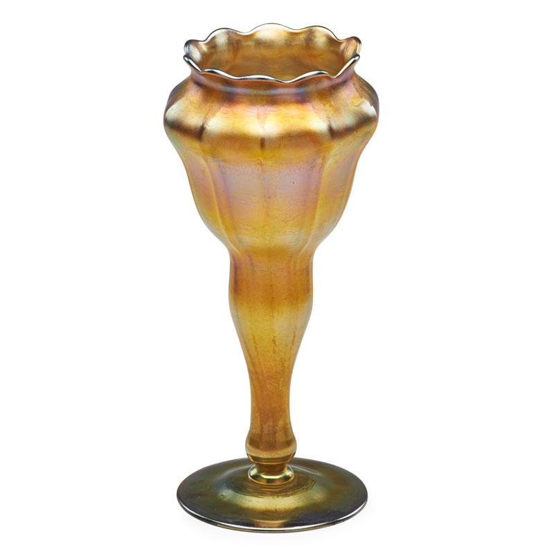 Appraisal: TIFFANY STUDIOS Floriform vase Condition Report Minor flecks around foot