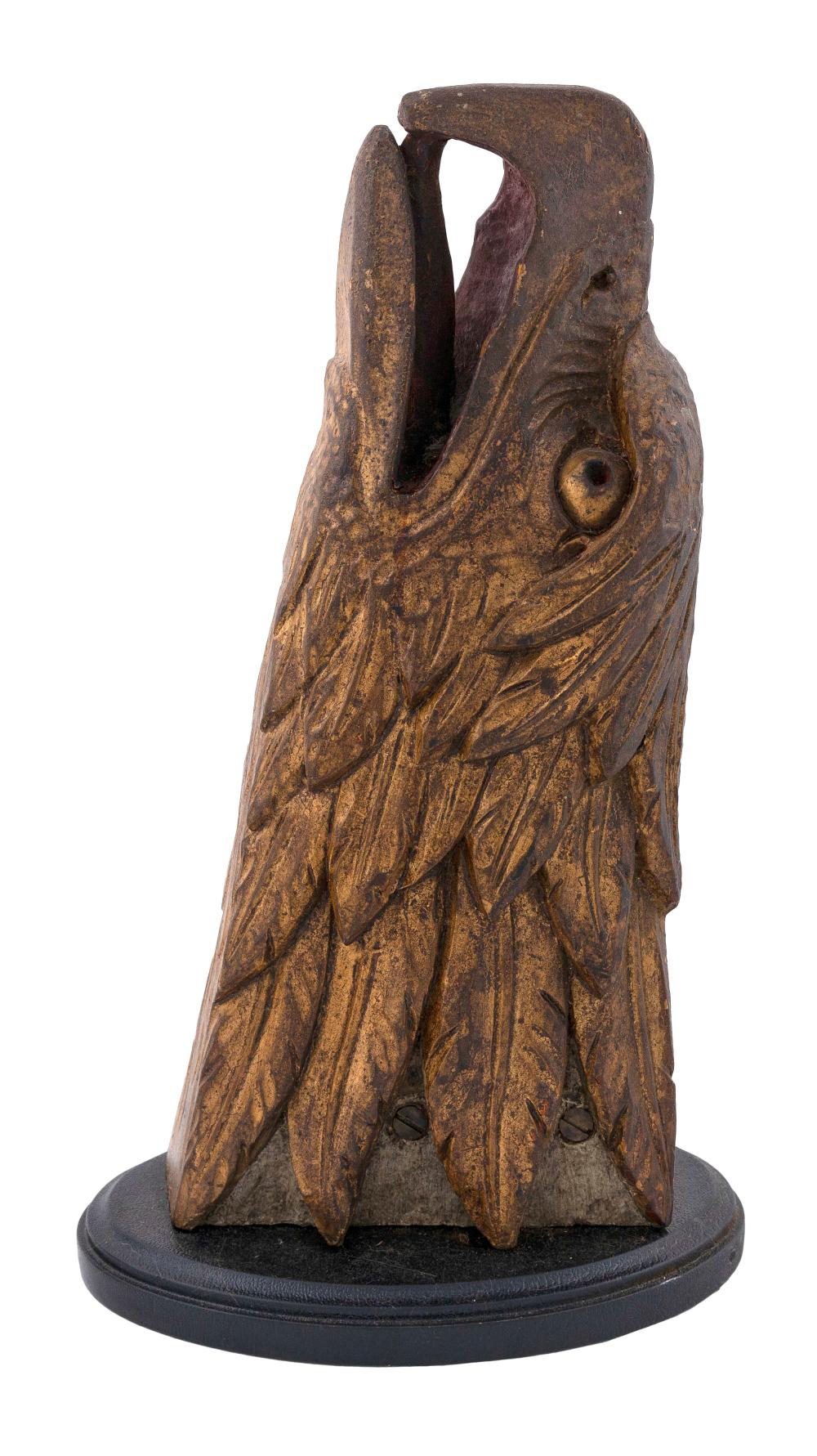 Appraisal: EXCEPTIONAL CARVED WOODEN EAGLE S-HEAD BILLET HEAD SECOND HALF OF