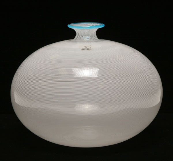 Appraisal: Barovier and Toso Murano glass vase white filigrana ovoid vase