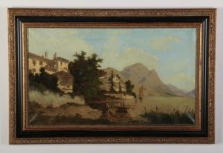 Appraisal: Early th c O c Italian mountain lake scene Early