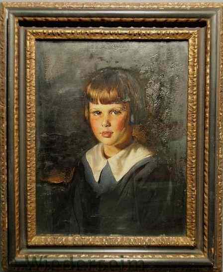 Appraisal: Oil on panel portrait of a young girl early th