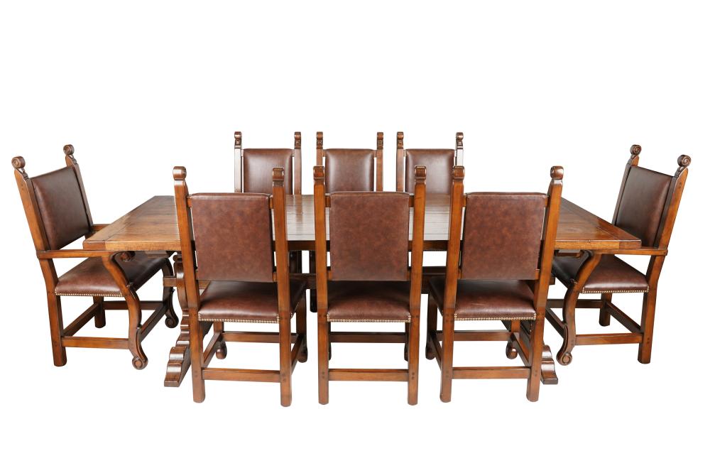 Appraisal: SPANISH REVIVAL DINING SETlate th century unsigned comprising a table