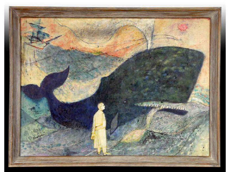 Appraisal: Jonah The Whale Oil Painting on Panel by Gregori Description