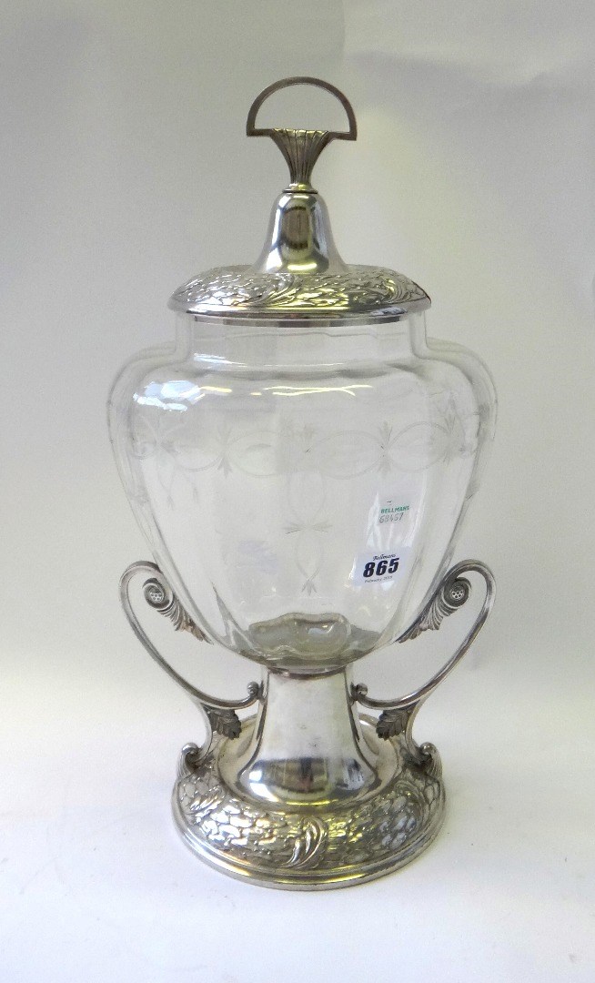 Appraisal: A WMF silvered metal and clear glass punch bowl and