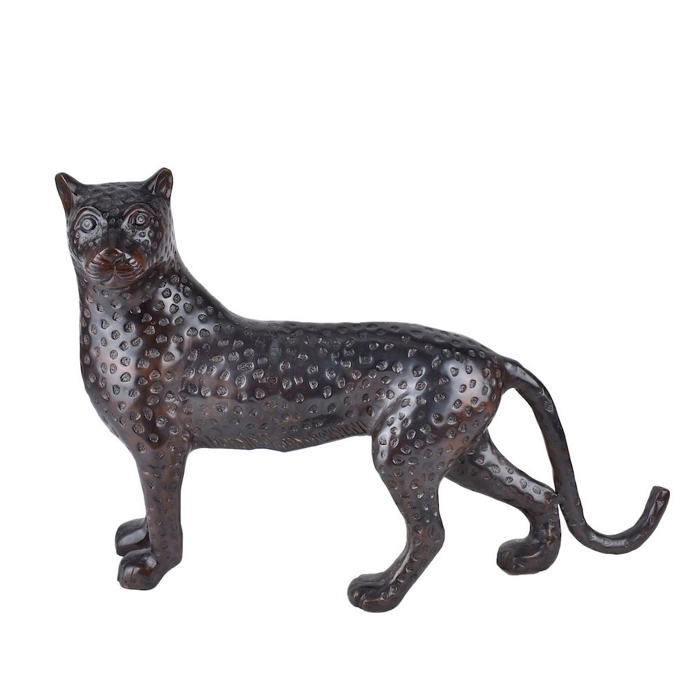 Appraisal: Modern Bronze Sculpture of a Cheetah Modern Bronze Sculpture of