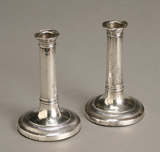 Appraisal: Pair of George III Weighted Candlesticks George Ashworth Sheffield Each