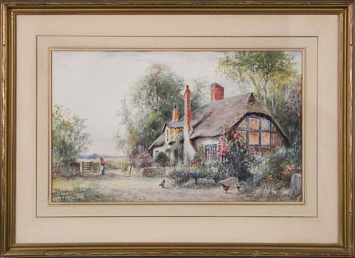 Appraisal: Joseph Hughes Clayton British - watercolor cottage scene signed lower