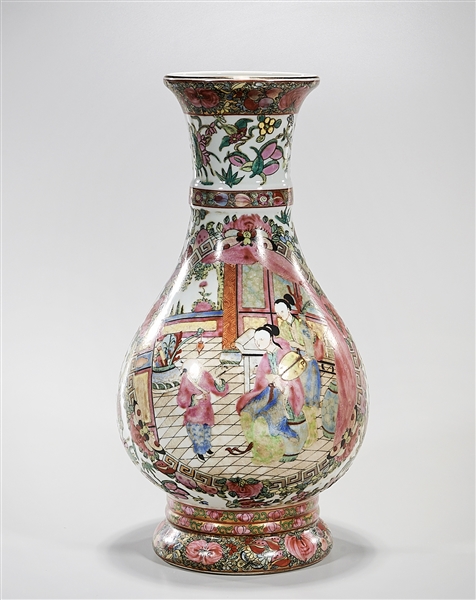 Appraisal: Chinese enameled porcelain vase with figure scenes flanked by floral