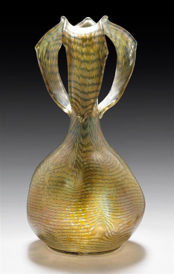 Appraisal: LOETZ attributed to VASE circa Yellow iridescent glass H cm