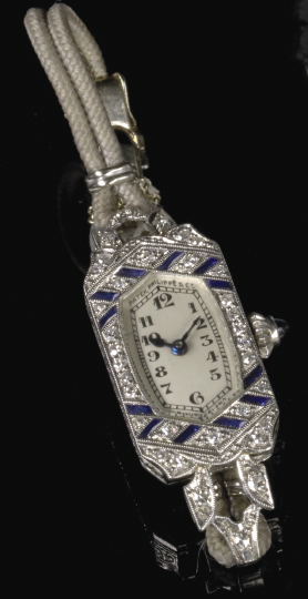 Appraisal: Vintage Lady's Patek Philippe Platinum Diamond and Sapphire Wristwatch the