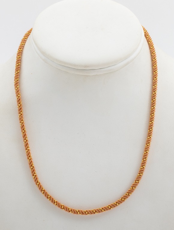 Appraisal: K ROSE YELLOW GOLD CHAIN W SPIRAL BEADED LINK K