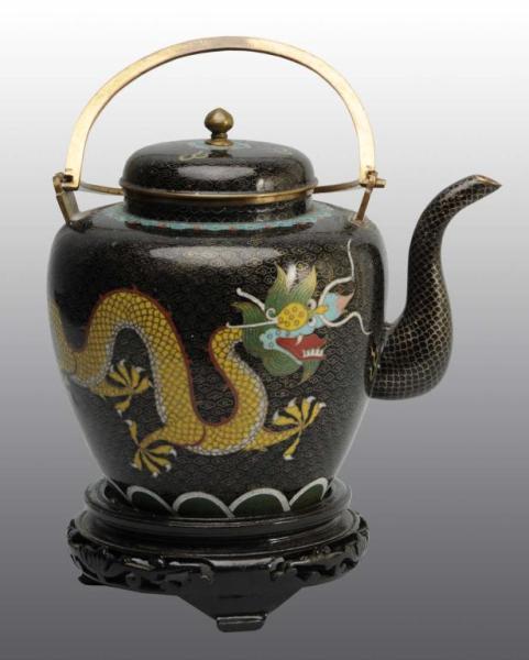 Appraisal: Cloisonne Teapot with Dragon Description Teapot has lid and handle