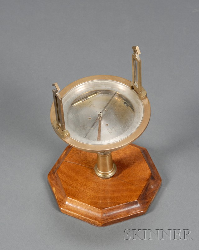 Appraisal: Polished Brass Sighting Compass France with in dia silvered dial