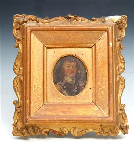 Appraisal: AN OVAL PORTRAIT MINIATURE of a Cromwellian soldier in armour