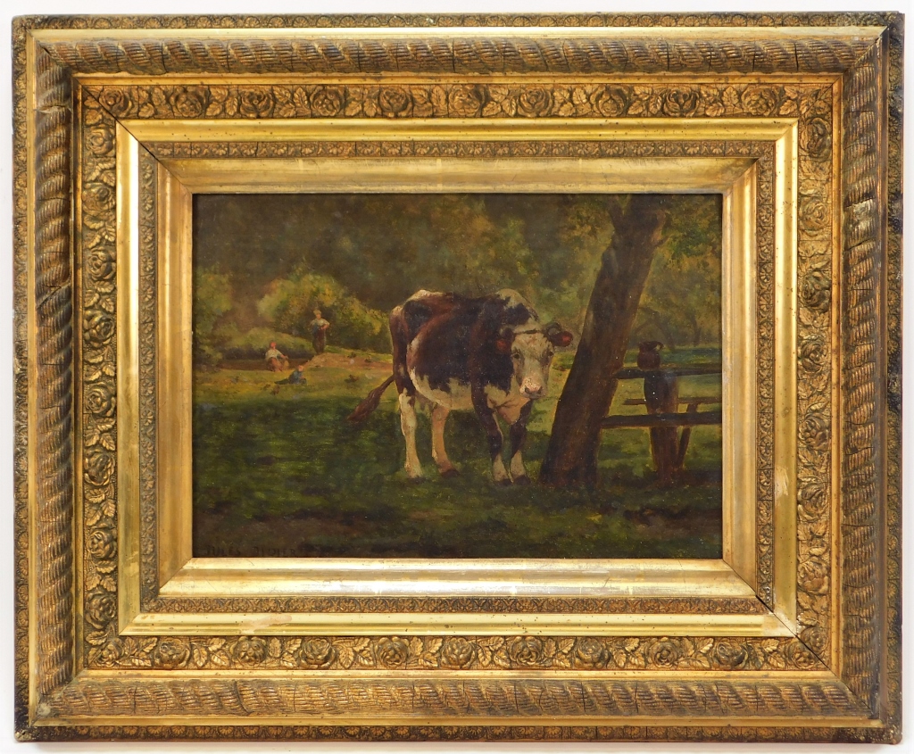 Appraisal: JULES DIDIER IMPRESSIONIST COW PAINTING France - Depicts a spotted