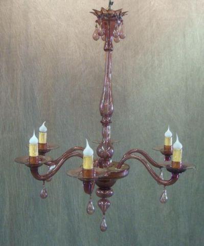 Appraisal: Murano Light Chandelier with Purple Blown Glass Some breakage to