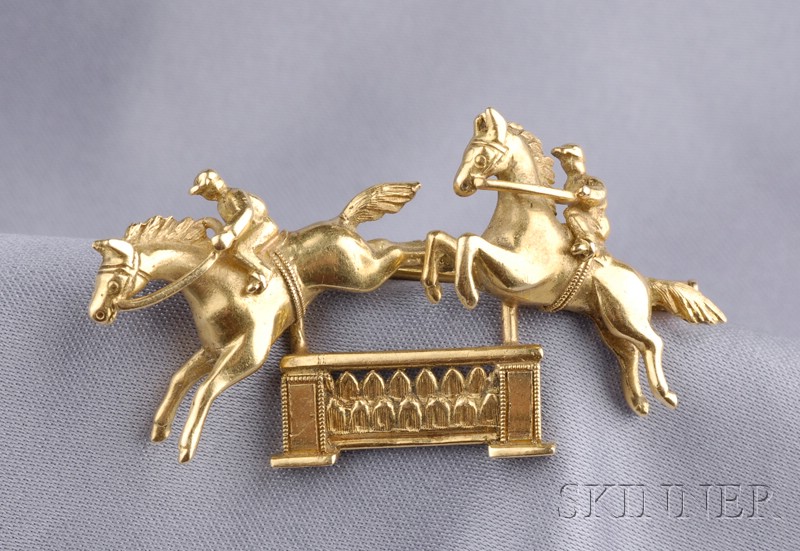 Appraisal: kt Gold Steeplechase Brooch Tiffany Co Italy designed as a