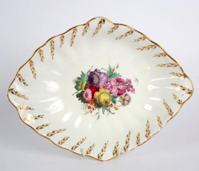 Appraisal: A Derby lobed lozenge dish circa painted with flowers by