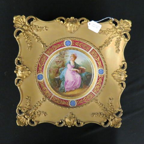 Appraisal: Royal Vienna Porcelain Handpainted Plate scene of seated lady in