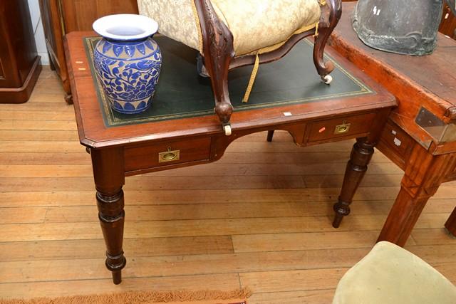 Appraisal: AN EDWARDIAN STYLE CEDAR TWO DRAWER DESK WITH TOP INLAY